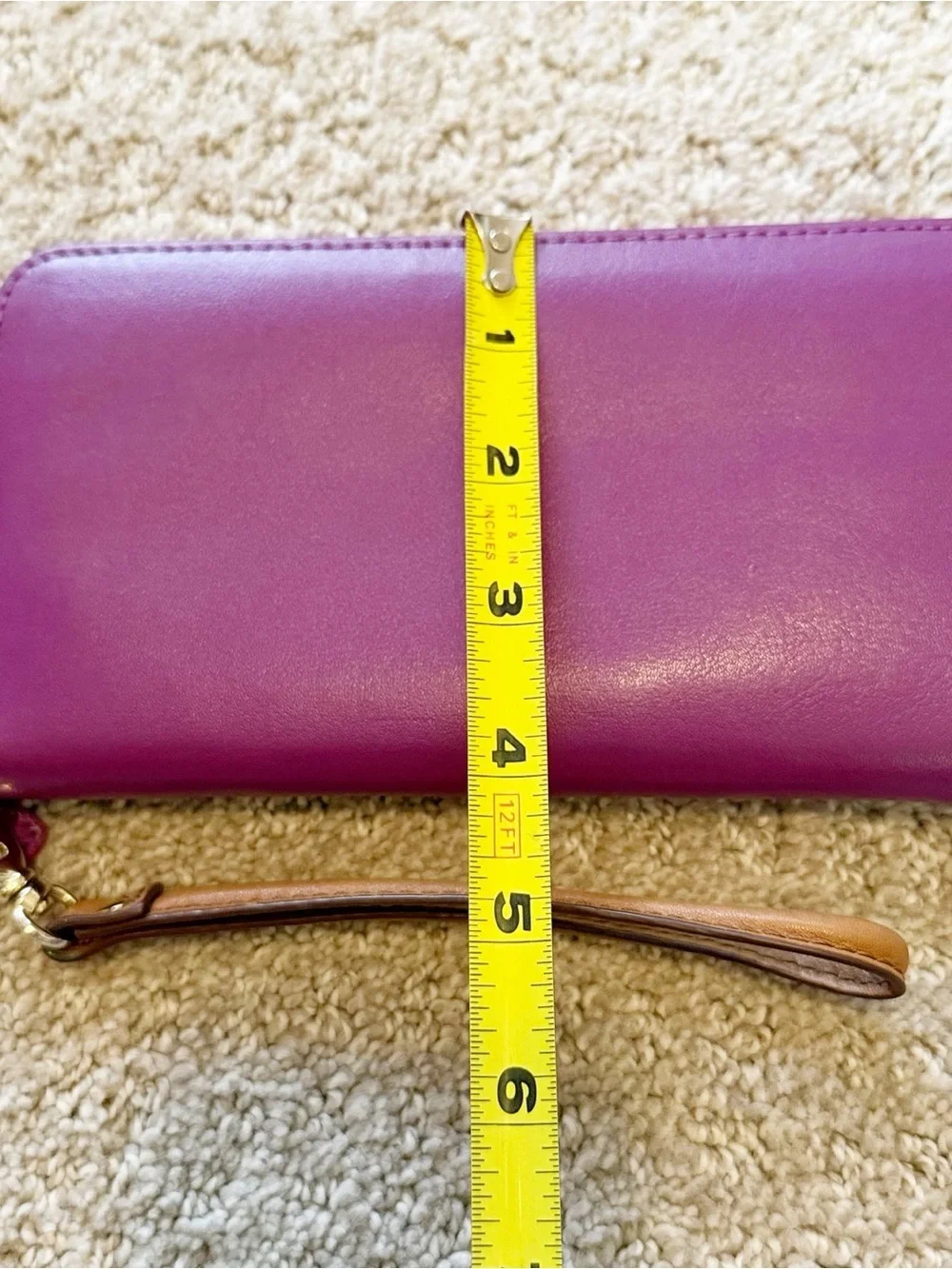 Baekgaard Purple Leather Zip Travel Wallet Organizer Minimalist ID Card Wristlet